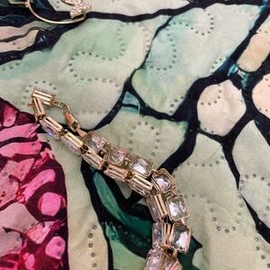 Source Unknown Gold and Clear Crystal or Zirconia Bracelet- 14k gold!!